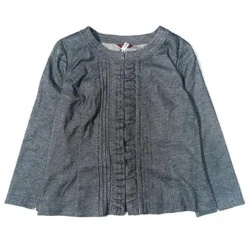 AMACA 아마카 데님풍 라메 믹스 프릴 노카라 자켓 40