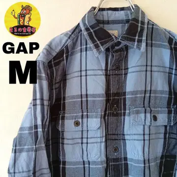 USA 구제 의류 GAP 플란넬 셔츠 M 블루 블랙 체크