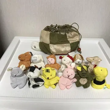 동물 봉제 인형 저금통 세트 12지 수납 봉투 포함