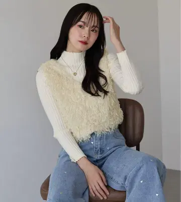 blueeast 페더 프린지 베스트