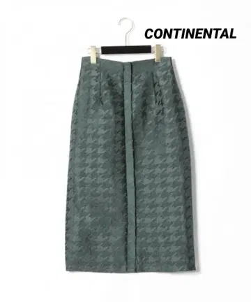 GRACE CONTINENTAL 몰 하운드투스 체크 자카드 스커트 그린