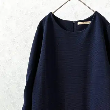 Chez toi 롱 원피스 크루넥 7부 소매 심플 루즈핏