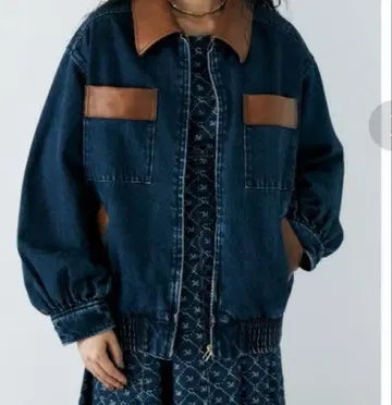 MOUSSY 데님 자켓 가죽 옷깃