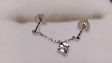14k 화이트 골드 2연 귀걸이