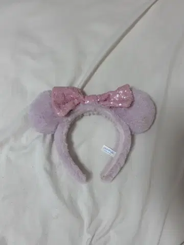미니 마리 퍼 리본 머리띠 핑크