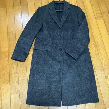 UNIQLO 울 캐시미어 체스터 코트 롱 코트 체크 무늬 그레이