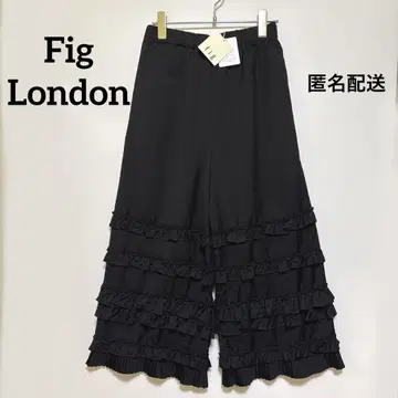 Fig London 팬츠 블랙 프릴 프리 사이즈