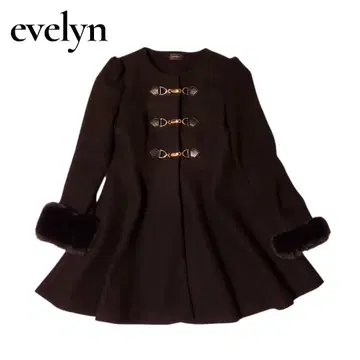 [evelyn] 플레어 코트 퍼 큐트 여성용 블랙 M