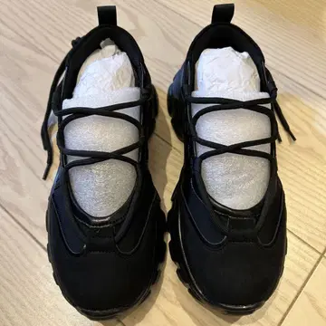 menue 레이스업 통굽 발레 스니커즈 블랙 S