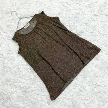 [엠씨시스터] 린넨 혼방 슬리브리스 티셔츠 비침 글리터