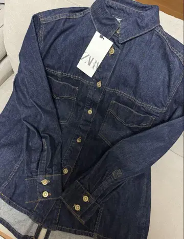 ZARA 택 포함 데님 셔츠 자켓