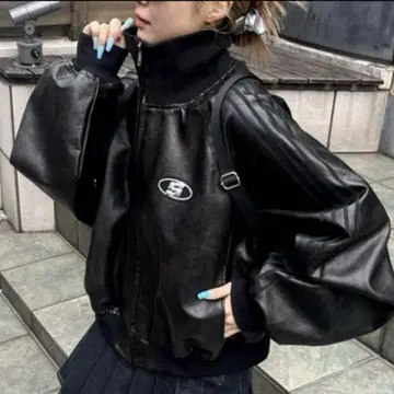 whos whos gallery 인조 가죽 트랙 자켓