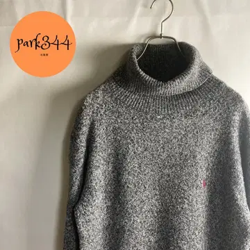[ U.S. POLO ASSN. 로고 자수 멜란지 그레이 터틀넥 스웨터