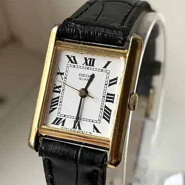 SEIKO 세이코 로만 스퀘어 쿼츠 손목시계 골드 케이스