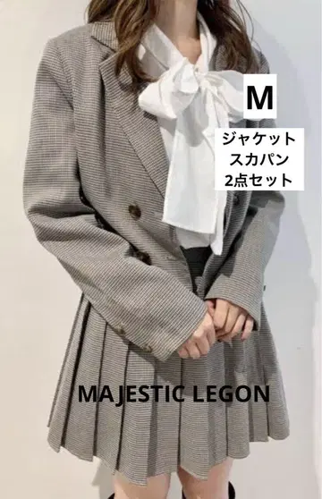 MAJESTIC LEGON 체크 무늬 치마바지 셋업 상하의 세트