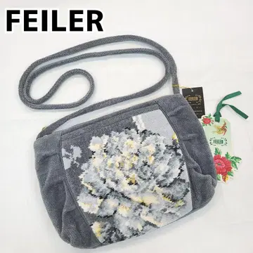 미사용 택 포함 페이러 FEILER 숄더백 꽃무늬 그레이
