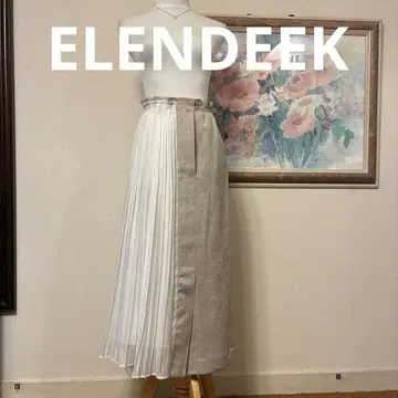 ELENDEEK 화이트 베이지 플리츠 롱 스커트 멋짐!