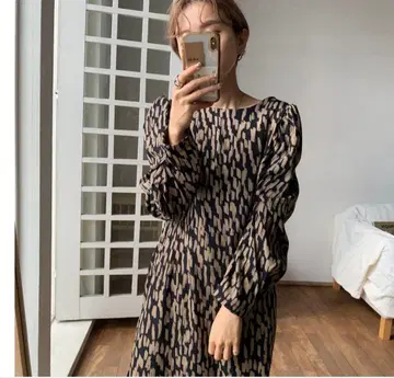 녹차 패턴 레이디 옵스 원피스