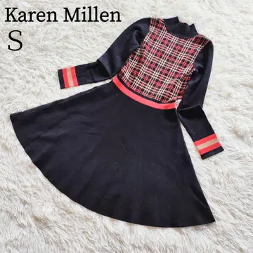 Karen Millen 카렌 밀라노 체크 무늬 니트 원피스 S