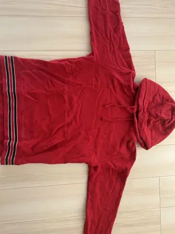 Champion 레드 후드티 후드 부착