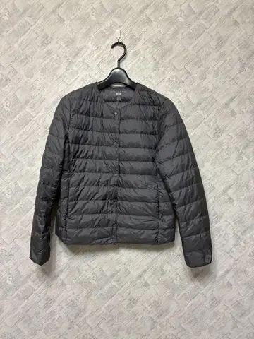 UNIQLO 그레이 노카라 다운 자켓 퀼팅 라이트 다운 S