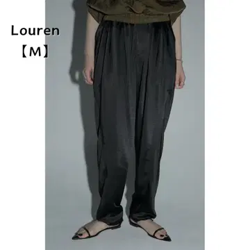 로렌 Louren 개더 새틴 팬츠 M 블랙 슬랙스 M