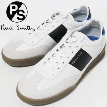 새상품 PS 폴스미스 블랙 사이드 패널 레더 스니커즈 25.5cm 화이트