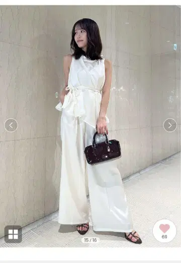 SNIDEL 택 포함 새상품 S 사이즈 새틴 와이드 팬츠 아이보리