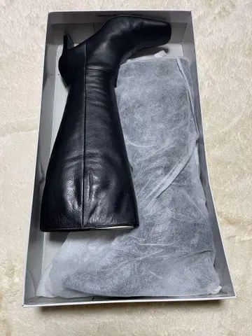 Pitti 블랙 가죽 하이힐 롱 부츠 24.5cm EE