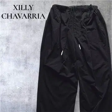 WIILY CHAVARRIA 와이드 팬츠 드로 코드 나일론