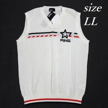 새상품 핑 골프 자카드 V넥 니트 베스트 화이트 LL