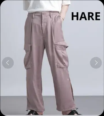 HARE 여성용 워크 팬츠 카고 팬츠 새틴 핑크 골드