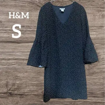 H&M V넥 폴카 도트 셔츠 블라우스 튜닉 US 4