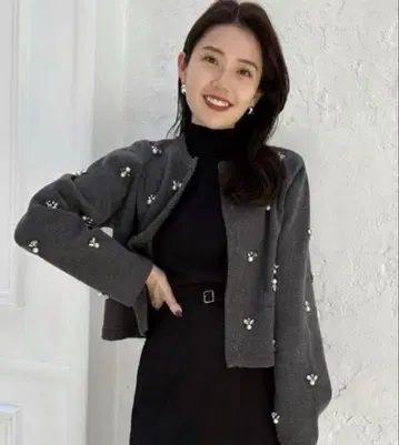 anuans 비쥬 니트 자켓 그레이