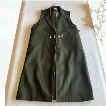 [미사용 택 포함] emi+ 에미플러스 롱 베스트 코트 베스트 그린