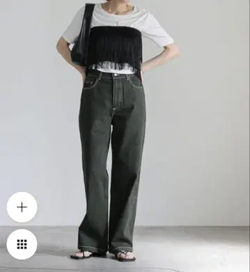셀렉모카 스트레이트 컬러 데님 팬츠 다크 카키