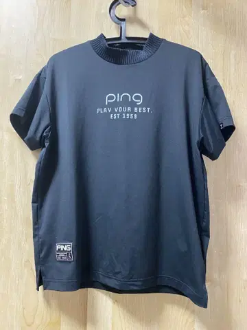 PING 블랙 L 사이즈 크루넥 셔츠