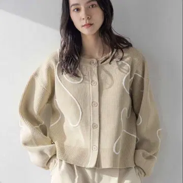 새상품급 로리즈팜 자수 2WAY 가디건 베이지