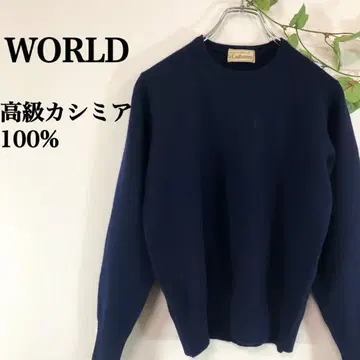 촉감 부드러운 고급 캐시미어 100% WORLD 니트 네이비