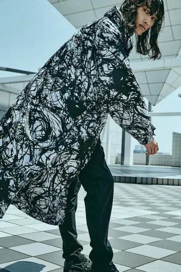 HARE asics 나일론 코트 올 패턴 S