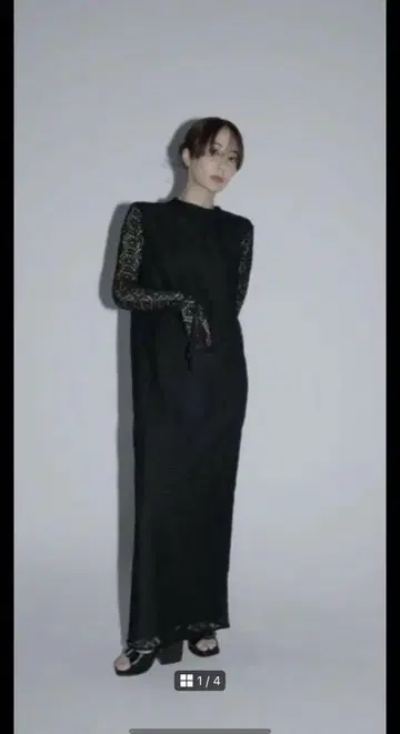 louren 지오메트릭 레이스 드레스