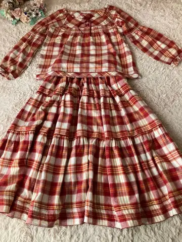 핑크하우스 셋업 체크 무늬