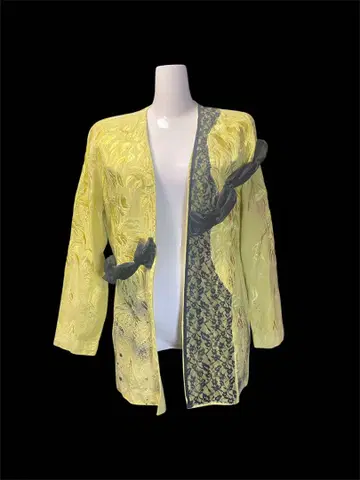 Yellow Contrast Lace Cardigan