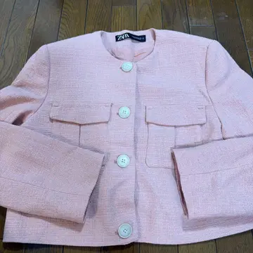 ZARA 핑크 노카라 자켓 M 사이즈