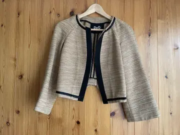 D&G 노카라 크롭 자켓 베이지/블랙