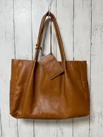 브라운 가죽 토트백