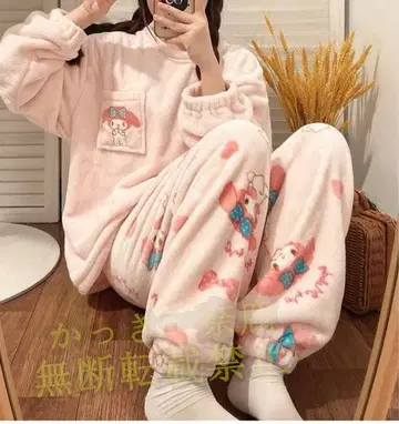 토끼 패턴 플리스 룸웨어