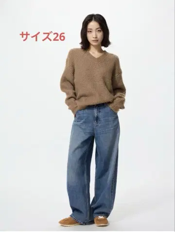 UNIQLO/배기 커브진스 기장 짧음/사이즈 26/Blue