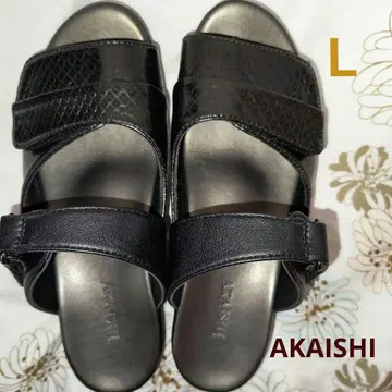 AKASHI 블랙 컴포트 샌들 L