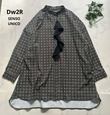 컨디션 최상 Dw2R 센소유니코 노카라 셔츠 원피스 프릴 지오메 패턴
